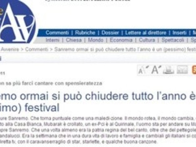 AVVENIRE, FESTIVAL QUASI RIDICOLO, CHIUDETELO
