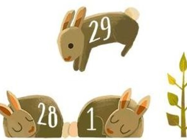 Doodle bisestile con tre coniglietti per il 29 febbraio - Guarda