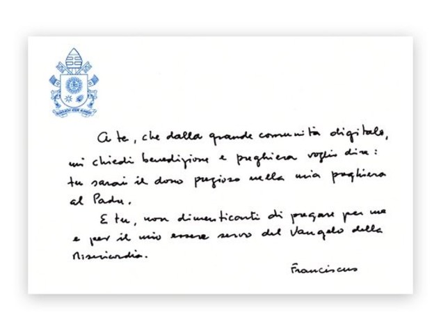 La benedizione di Francesco alla comunità digitale