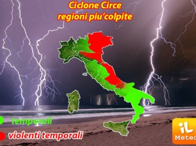 Il ciclone 'Circe' sull'Italia, in arrivo forti temporali