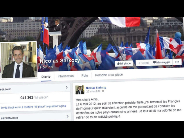 Sarkozy ritorna alla politica, l'annuncio su Facebook