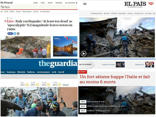 Terremoto, l'eco sui media internazionali