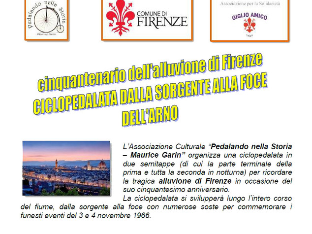 Alluvione Firenze 50 anni dopo, ciclopedalata ricorda tragedia