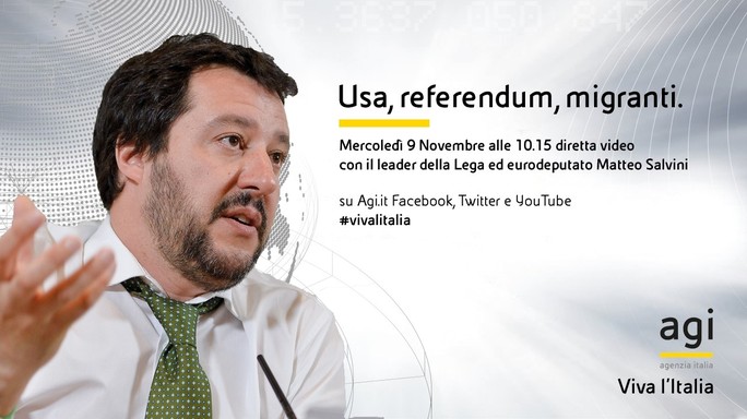 Matteo Salvini commenta Trump in diretta web su Agi.it