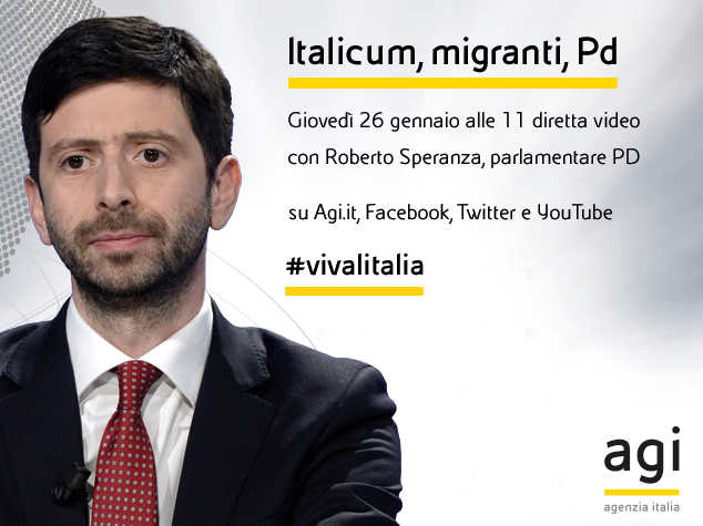 "Italicum, migranti, Pd": Roberto Speranza alle 11 in diretta web su Agi