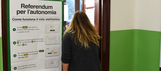 Referendum: dati parziali, Sì al 98,5% in Veneto e al 95% in Lombardia