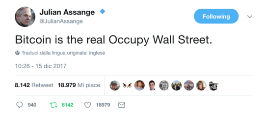 Perché secondo Assange Bitcoin è la vera rivoluzione di Occupy Wall Street