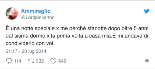 terremoto primo tweet case