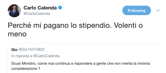 Calenda ha appena spiegato su Twitter perché si ostina a 'rispondere ai troll'