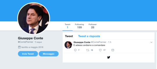 Su Twitter c'è un account (fasullo) di Giuseppe Conte che lo fa parlare come Rovazzi
