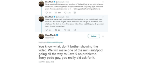 Elon Musk ha dato del pedofilo a uno dei soccorritori dei ragazzini thailandesi
