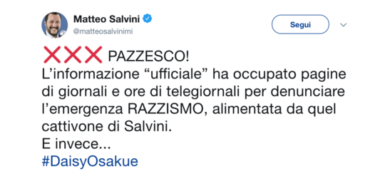salvini razzismo daisy osakue