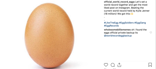 L'uovo del record di like su Instagram