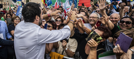 manifestazione centrodestra salvini lega casapound
