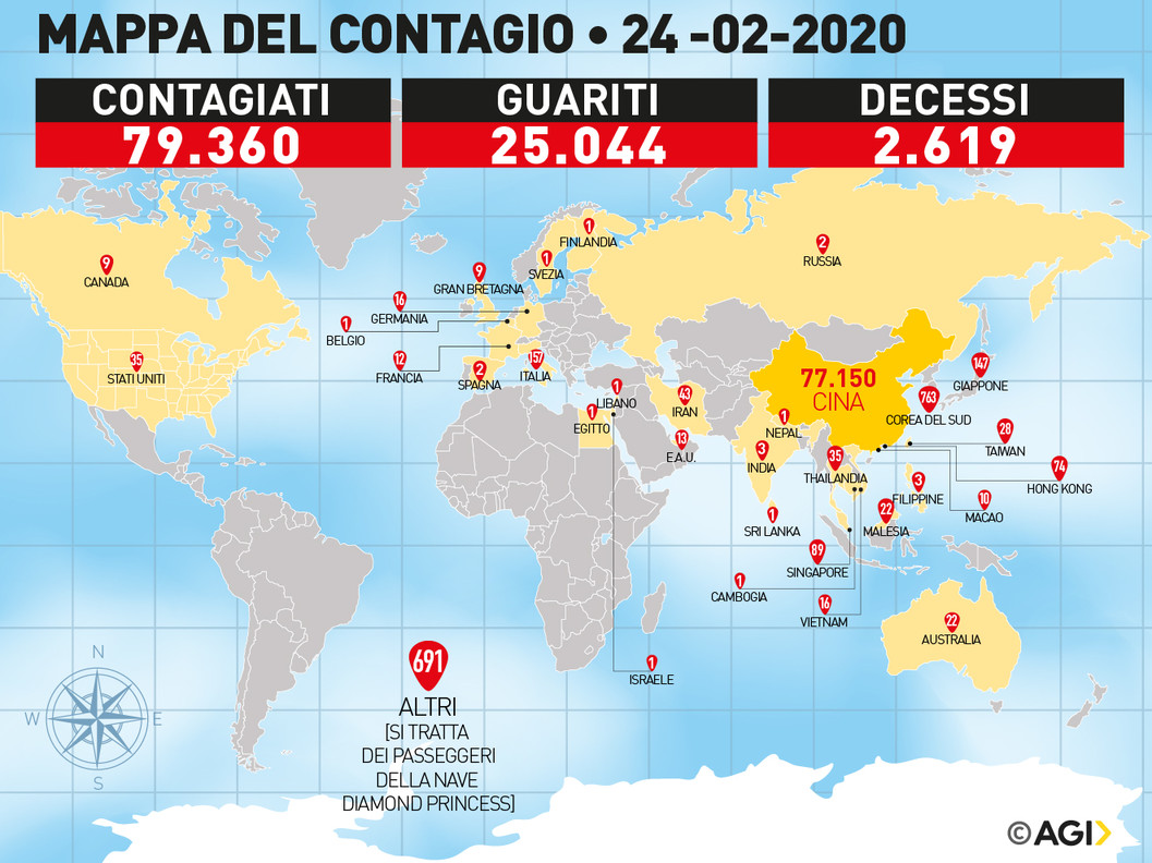 A Bergamo la quarta vittima: è un uomo di 84 anni. In Italia 155 casi di coronavirus