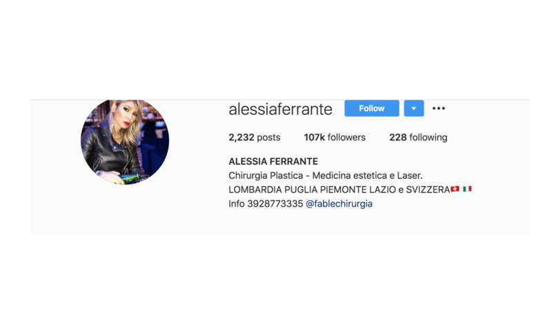 alessia ferrante influencer chirurgia