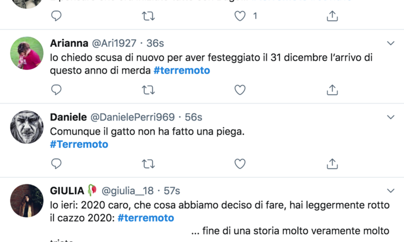 terremoto roma twitter