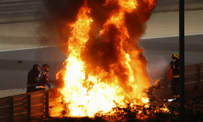 incidente grosjean video bahrain f1