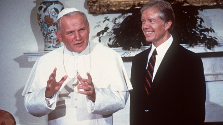 Il presidente Carter insieme a Giovanni Paolo II