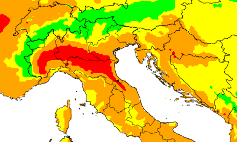 domenica picco caldo massimo rischio lavoratori in Padana