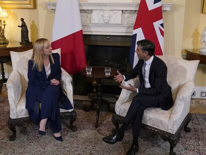  Meloni a Sunak: "Siamo dalla stessa parte su difesa, migranti e Ucraina"