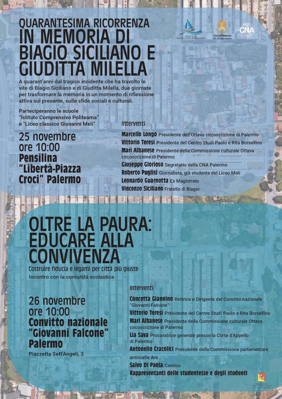 Quaranta anni fa la morte degli studenti Biagio e Giuditta. Cerimonie a Palermo