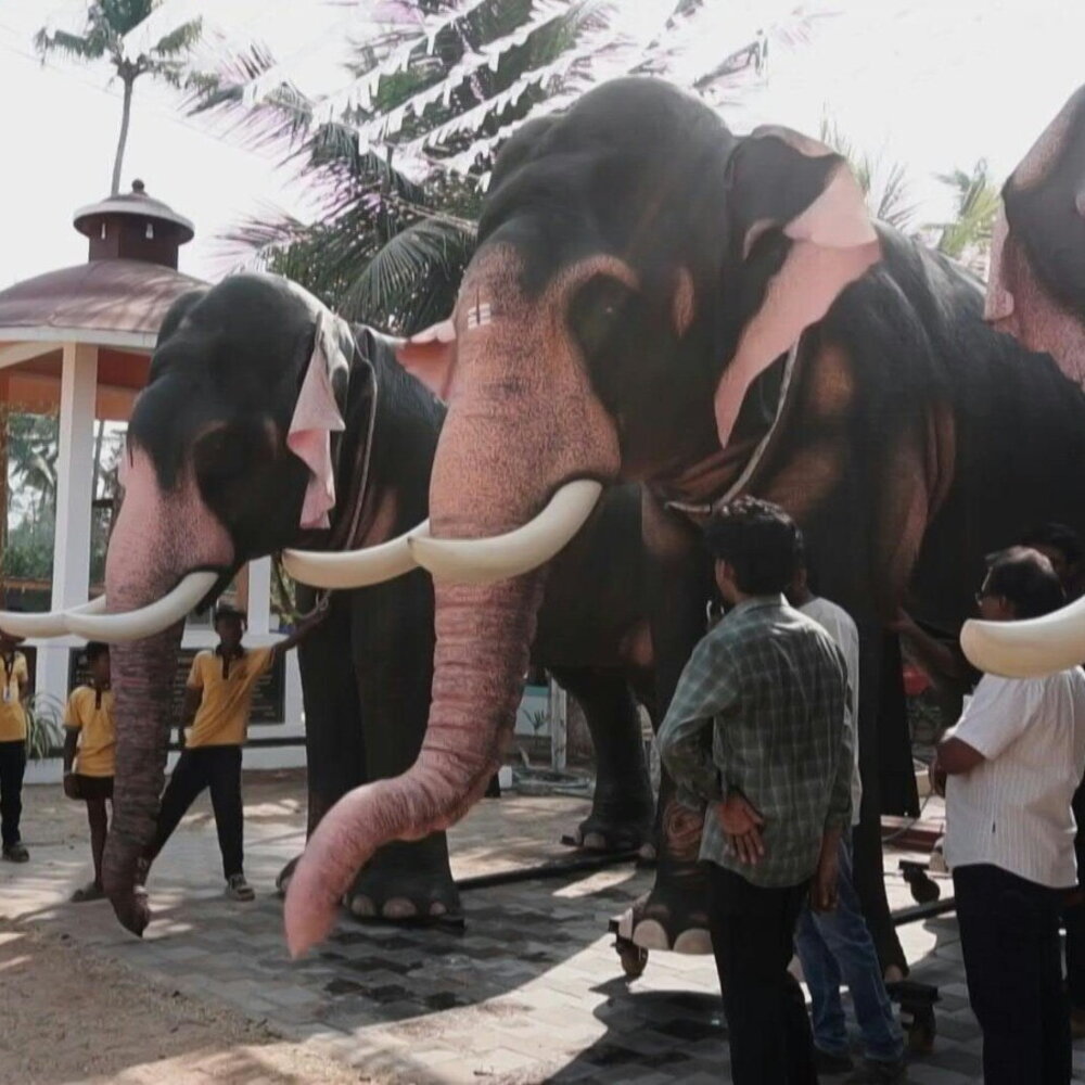 India: believers protest the use of robot elephants in Hindu celebrations