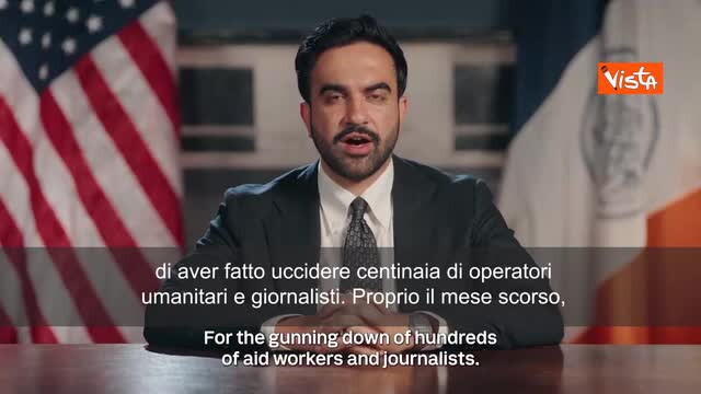 Sindaco di New York durante dichiarazione su video social riguardante situazione umanitaria palestinese