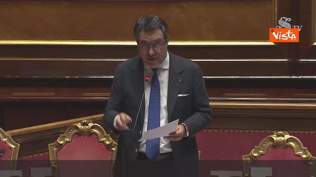 Matteo Salvini parla al banco del governo durante il question time in Aula del Senato