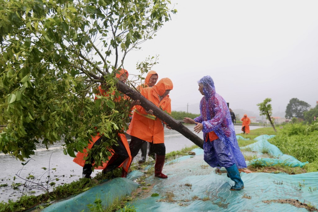 Violenta tempesta tropicale devasta zone costiere della Cina con forti venti e piogge torrenziali, strade allagate e alberi abbattuti nelle città colp
