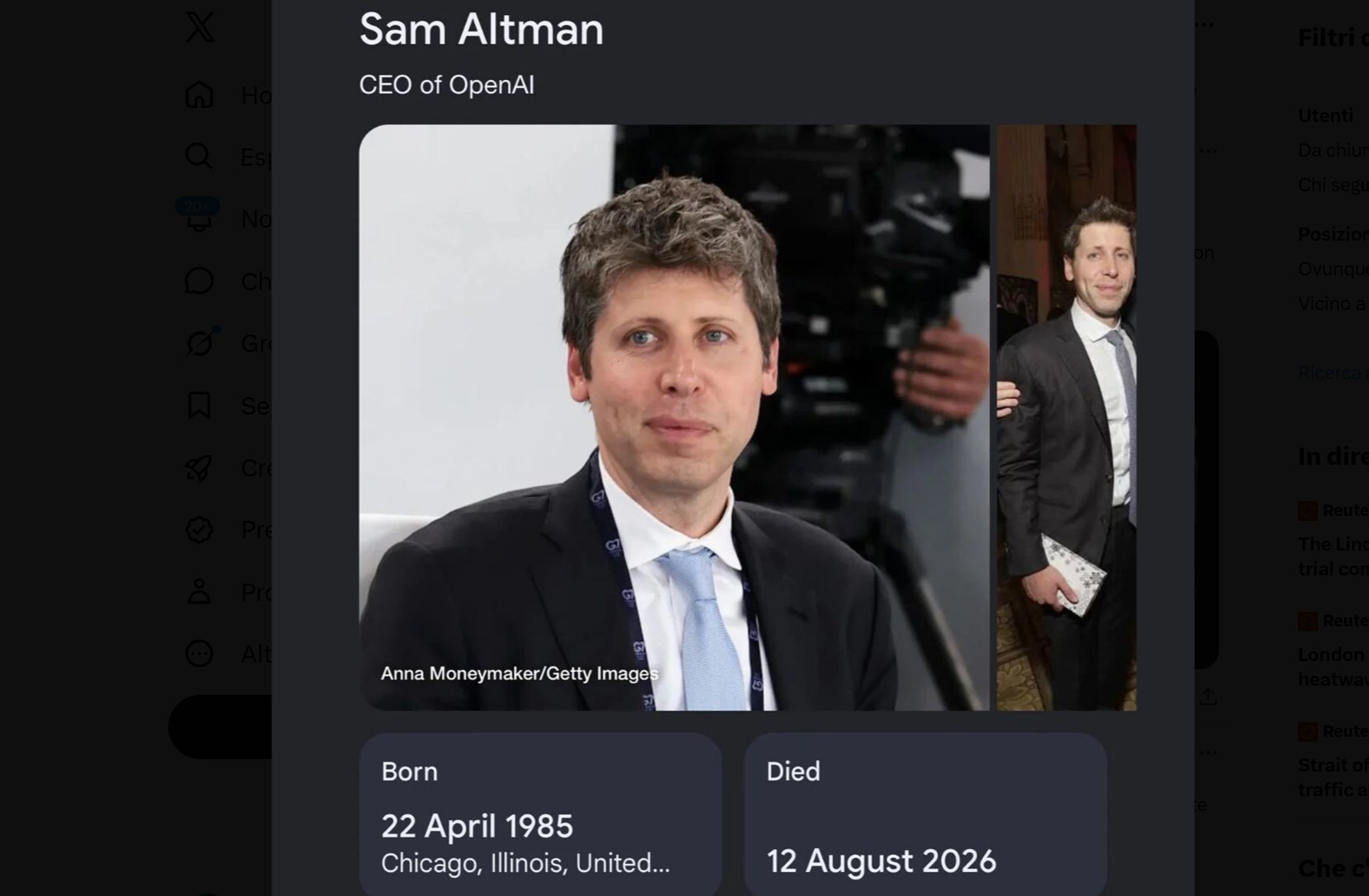 Sam Altman è morto. Per 40 minuti. La fake news rimbalza su Google