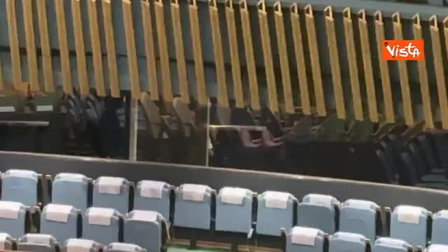 Tajani all'Onu sale sul palco per il suo intervento all'Assemblea Generale