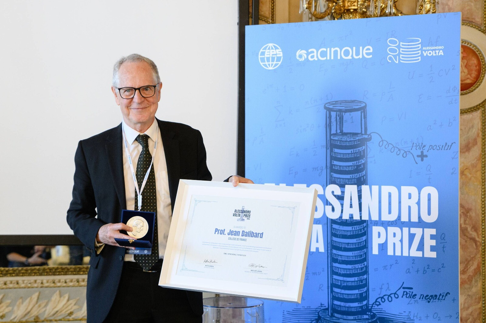 Il Premio 'Alessandro Volta 2025' a Jean Dalibard